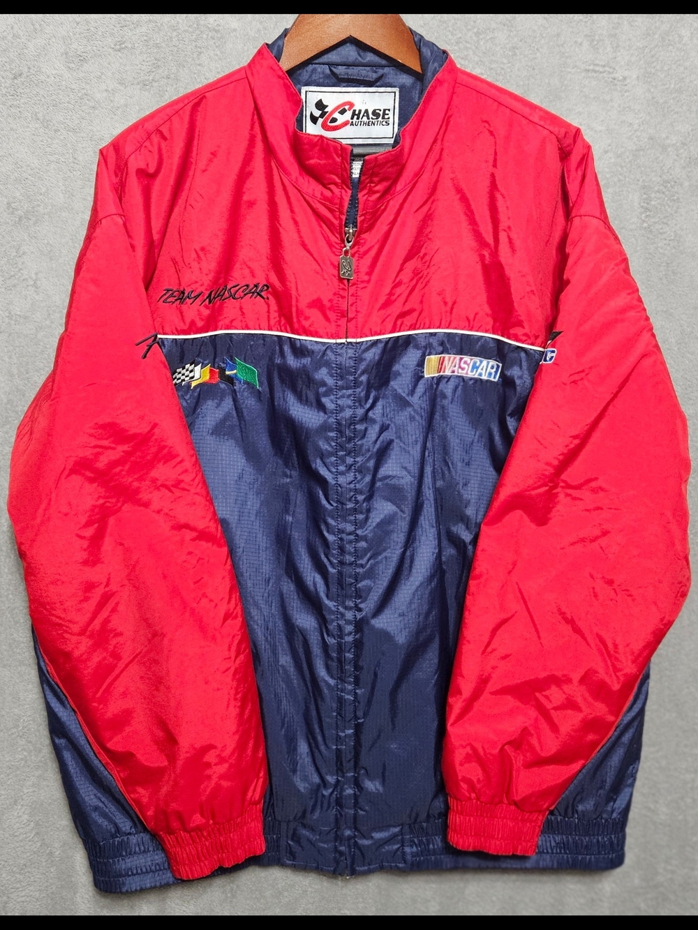 Chase Authentics Red and Navy NASCAR Racing Jacket